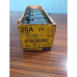 20 Amp Square D 2 Pole Circuit Breaker HACR Type Lot Of 5 In Box
